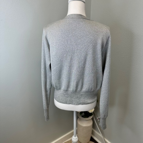 J. Crew Marino Wool Blend Metallic Cropped Cardigan Sweater size XL - Picture 3 of 7